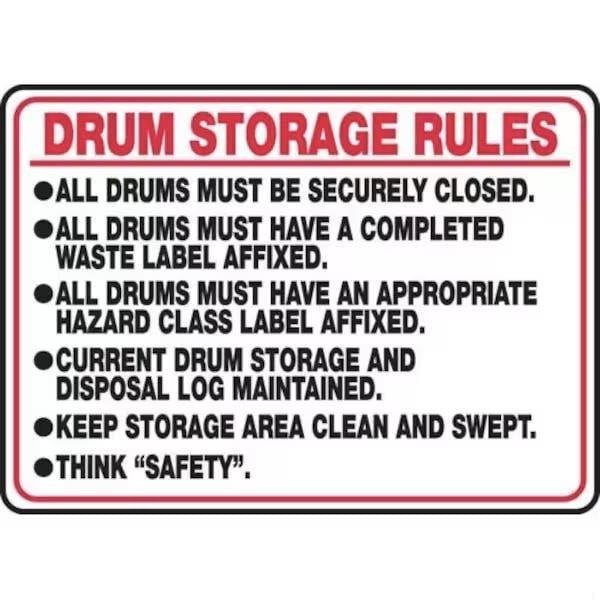 Accuform SAFETY SIGN DRUM STORAGE RULES ALL MCHL509XP MCHL509XP - main